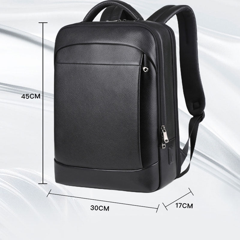 Mini-Tec™ Men's Leather Travel Backpack | USB Port