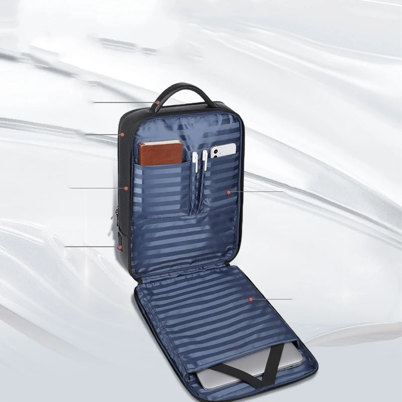 Mini-Tec™ Men's Leather Travel Backpack | USB Port